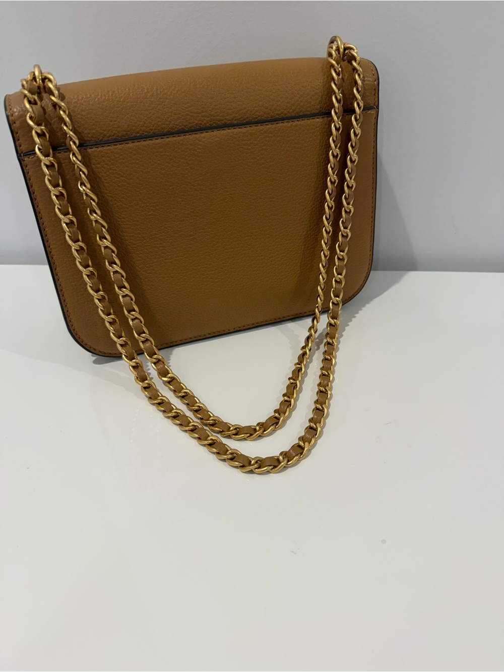 Tory Burch Pebbled Leather Crossbody in Cognac Brown with Gold Logo - Picture 13 of 13